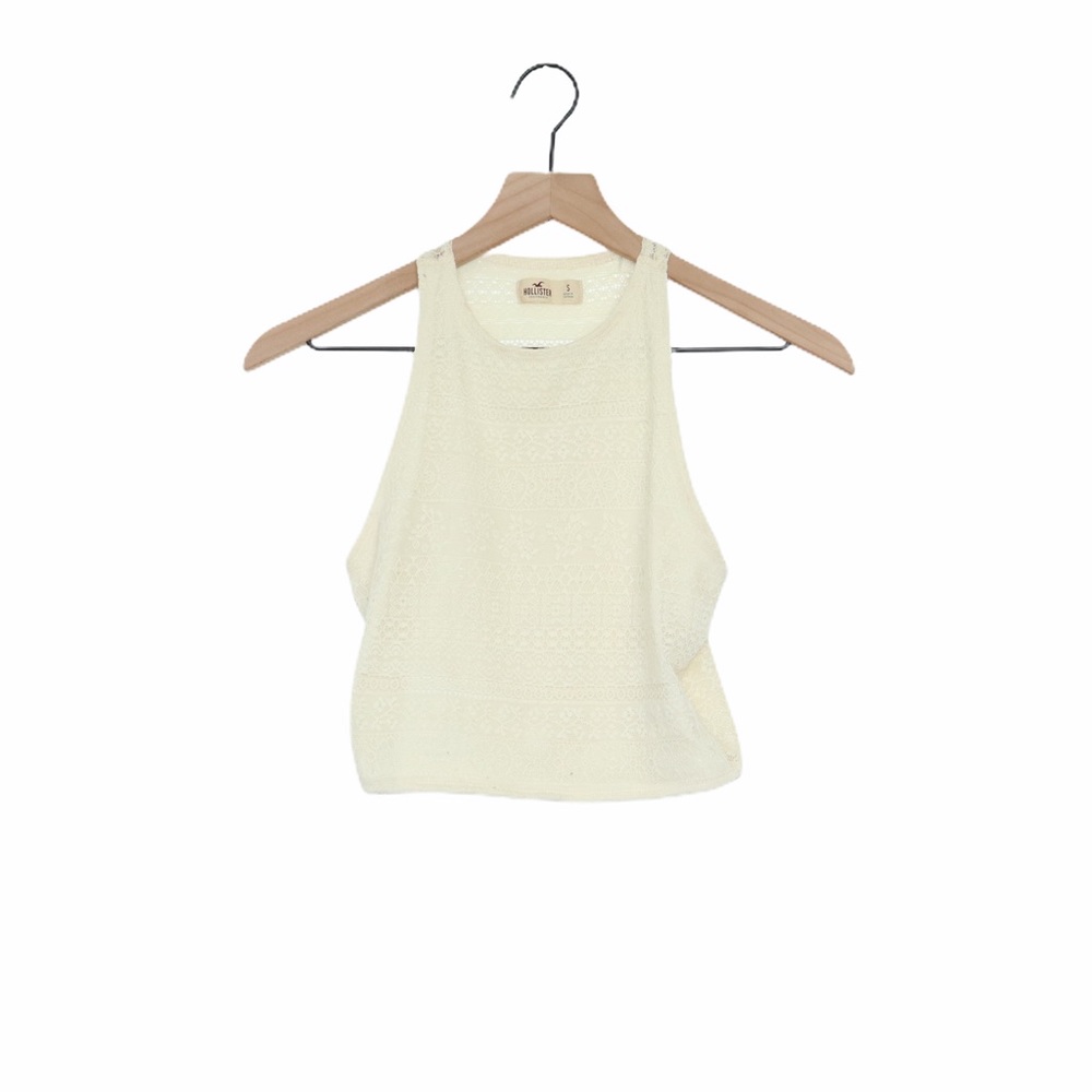 Hollister Cream  Sleeveless Tank Crop Top S